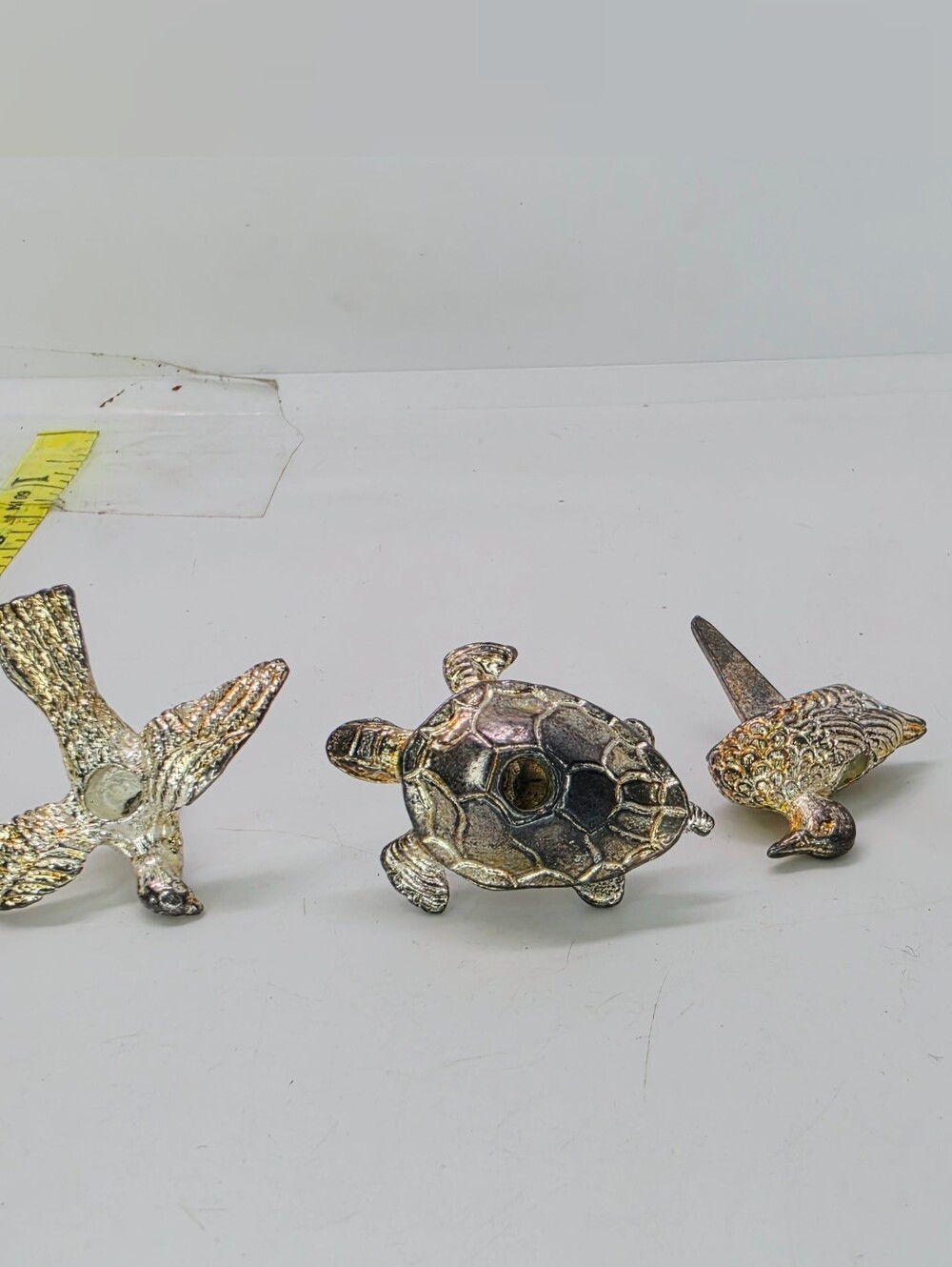 Vtg Reed Barton Birthday Cake Candle Holders Wildlife Turtle Bird Duck Set Of 4